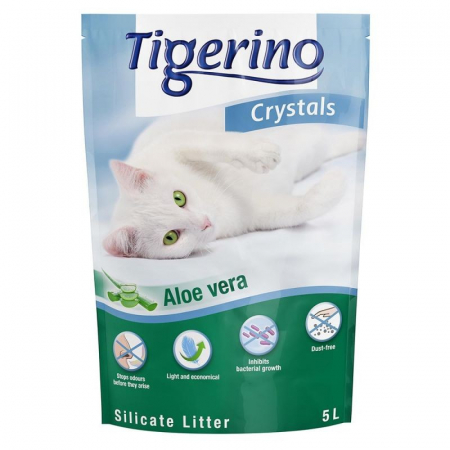 Nisip silicat fără praf Tigerino Crystals Aloe Vera 5 l [1]