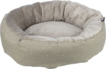 Accesorii caini - Pat Xmas Luciano, Rotund, 50 cm, Bej/Auriu, 92410