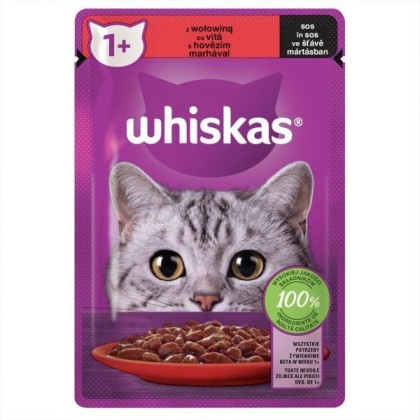 Plic Hrana umeda pisici Whiskas cu carne de vită în suc 85 g