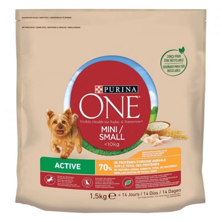 Purina One Hrana uscata caini Miniadult Active Pui & orez-1.5 kg [1]