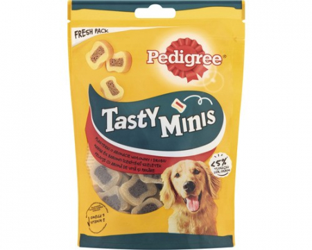 Recompense pentru câini, Pedigree Tasty Minis felii gumate cu vită și pasăre -155 g [1]