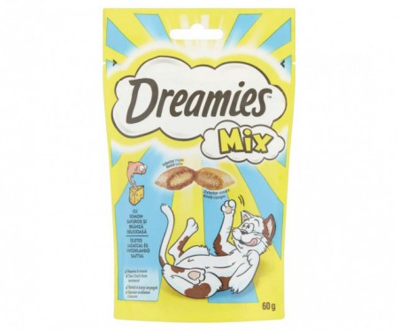 Recompense pentru pisici, Dreamies Mix, Somon Savuros si Branza Delicioasa - 60G [1]