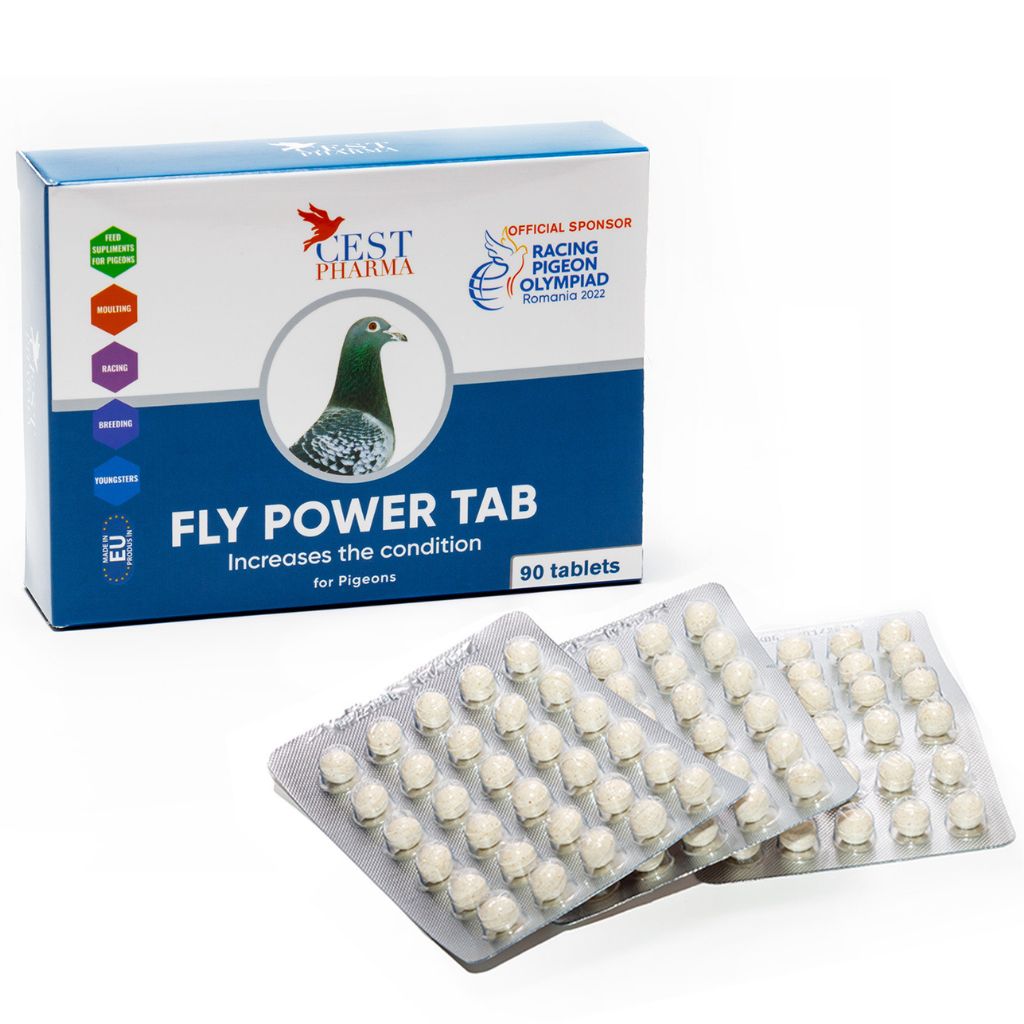 Păsări Exotice si Porumbei - Supliment energizant pentru porumbei, Fly Power 90 pastile,  Cest Pharma