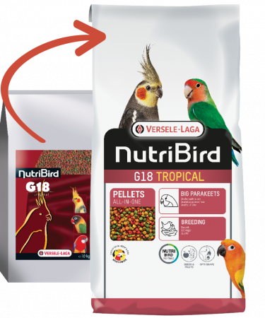 Versele Laga Nutribird G18 Tropical-10 kg, hrana pelete reproducere pentru papagali medii [1]