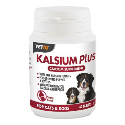 Suplimente nutritive - Vetiq Kalsium Plus Supliment de calciu crestere pisici si caini 60 Tablete