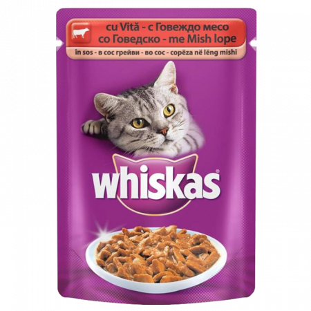 Whiskas hrana umeda plic pisici adulte cu aroma de vita 100g [1]