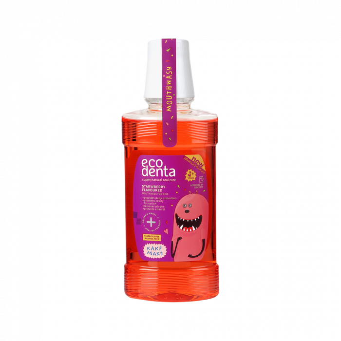 Apa de gura cu aroma de capsuni pentru copii 3+, Ecodenta, 250 ml [1]