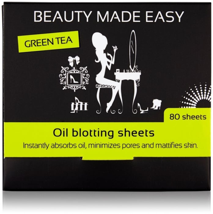 Foite matifiante, cu ceai verde, pentru ten, 80 buc, Beauty Made Easy [1]