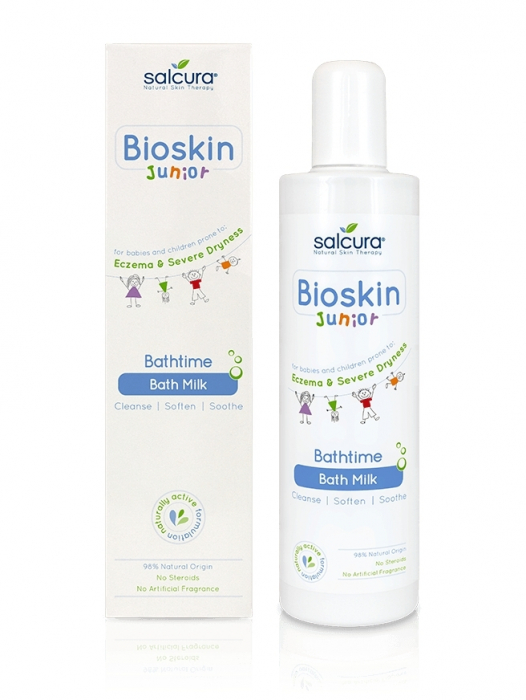 Lapte de baie Bioskin Junior pt bebelusi si copii, piele foarte sensibila, uscata cu eczeme, Salcura, 200 ml [1]