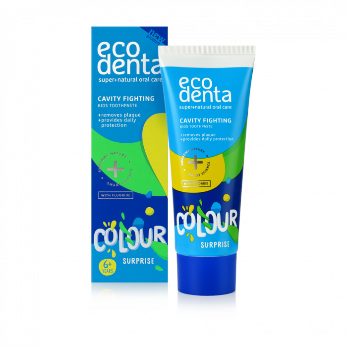 Pasta de dinti impotriva cariilor pentru copii 6+, Color surprize, Ecodenta, 75 ml [1]