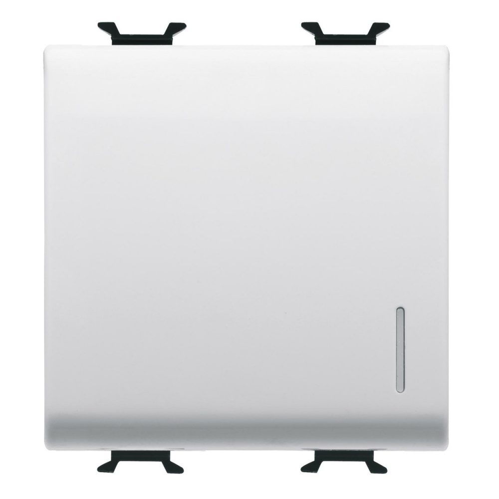 Intrerupator simplu borne automate, 16A, 1P, doua module, cu fanta pentru LED, gama chorus, culoare alb [1]