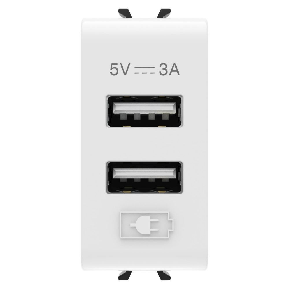 Priza incarcator USB dublu A+A 5V, un modul, gama chorus, culoare alb lucios [1]