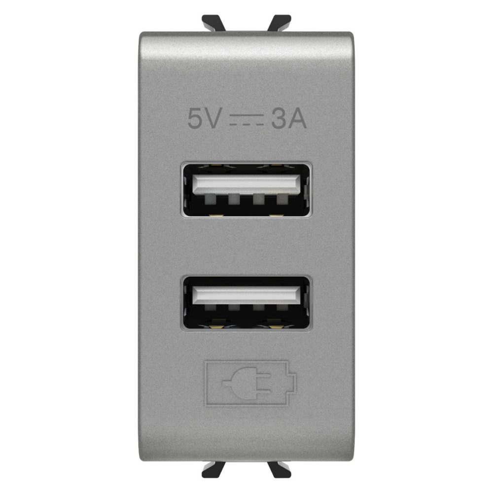 Priza incarcator USB dublu A+A5V, un modul, gama chorus, culoare titan [1]