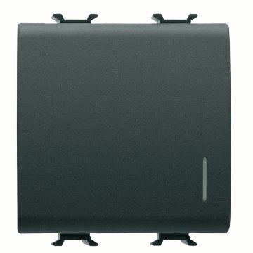 Gewiss Chorus - Intrerupator simplu, 16A, 1P, doua module, cu fanta pentru LED, gama chorus, culoare negru/antracit