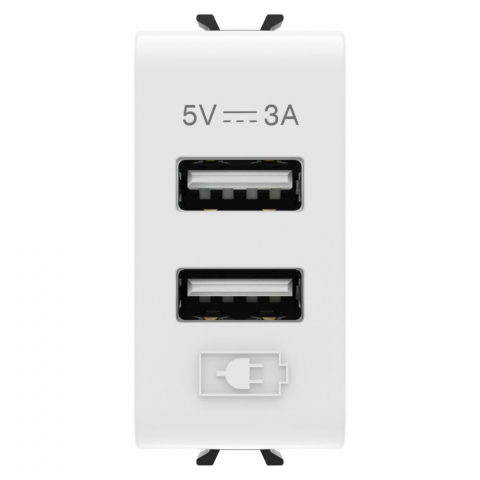 Gewiss Chorus - Priza incarcator USB dublu A+A 5V, un modul, gama chorus, culoare alb lucios