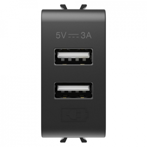 Gewiss Chorus - Priza incarcator USB dublu A+A 5V, un modul, gama chorus, culoare negru/antracit