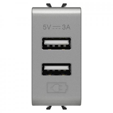 Gewiss Chorus - Priza incarcator USB dublu A+A5V, un modul, gama chorus, culoare titan