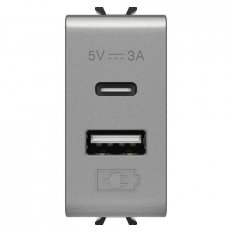 Gewiss Chorus - Priza incarcator USB dublu A+C 5V, un modul, gama chorus, culoare titan
