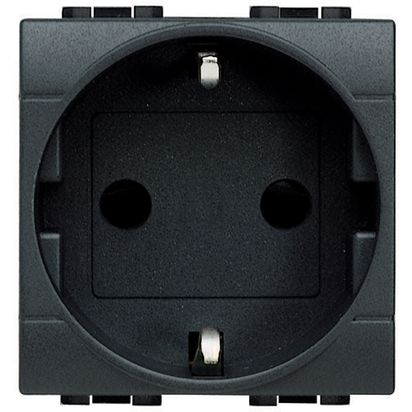 Bticino Living - Priza Schuko standard german cu capac 2P+T 10/16A, gama living, culoare antracit