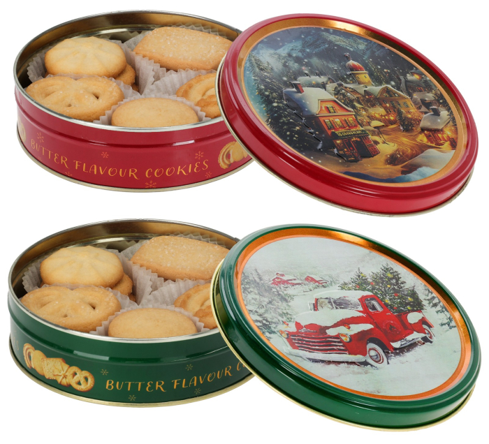 Biscuiți cu aromă de unt în cutie metalică de Crăciun (114g) [1]