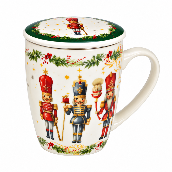 Cană pentru ceai «Nutcracker & Reindeer», cu capac și infuzor, 350 ml, 2 modele asortate [3]
