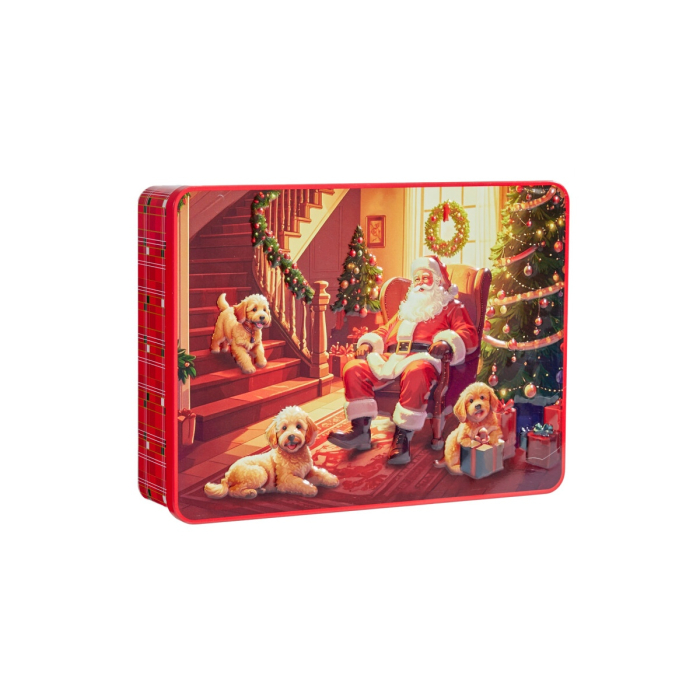Cutie metalică de Crăciun cu biscuiți aromați cu unt – Moș Crăciun cu căței / Tren de Crăciun, 300g [2]
