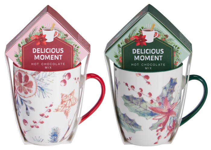 Set cadou „Winter Flowers” – cană decorativă cu ciocolată caldă pudră (20g) [1]