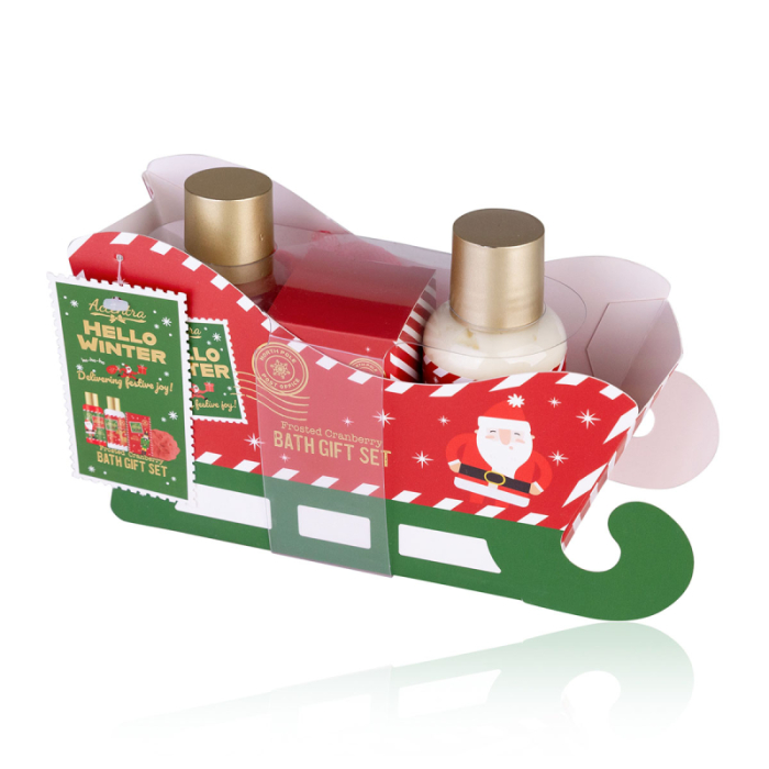 Set de baie Hello Winter – 4 produse, în ambalaj tip sanie festivă de Crăciun [2]
