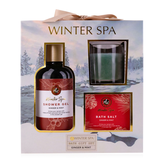 Set de baie Winter Spa – 3 produse, cu lumânare parfumată Ginger & Mint [1]