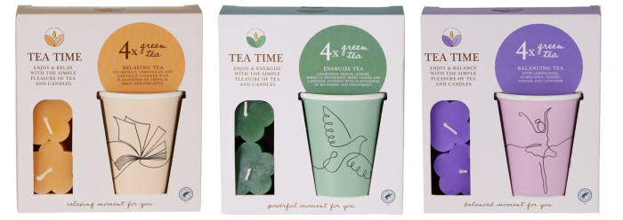 Set cadou Tea Time – cană decorativă cu 4 plicuri de ceai verde și lumânare parfumată [1]
