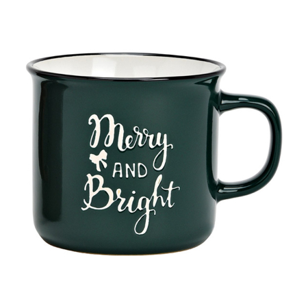 CRACIUN - Cană de Crăciun „Merry & Bright”, din ceramică stoneware, 285 ml, 2 modele asortate