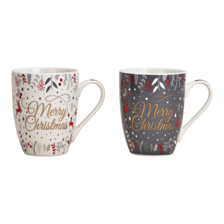 Casă & Decorațiuni - Cană de Crăciun „Merry Christmas & Mistletoe”, din porțelan, 340 ml, 2 modele asortate