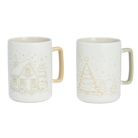 CRACIUN - Cană de Crăciun „White Christmas”, din porțelan, 450 ml, 2 modele asortate