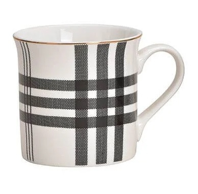 Ceai & Cafea - Cana in carouri Plaid, fundal alb