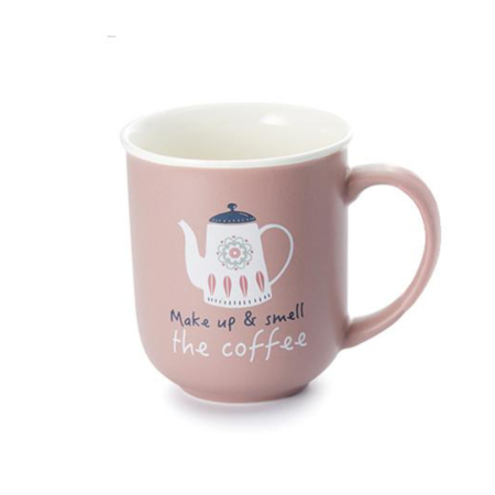 Ceai & Cafea - Cana Mareeja  - mesaj "MAKE UP & SMELL THE COfFEE"