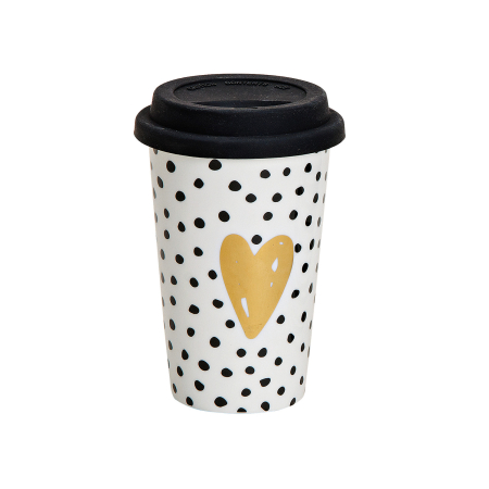 Accesorii pentru ceai si cafea - Cana TO-GO “Gold Heart“ - Dots