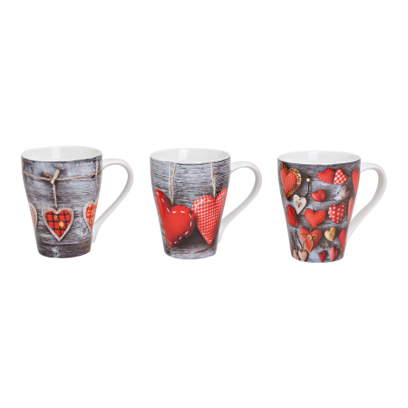 Cani si cesti - Cană Winter Hearts din porțelan, 300 ml – 3 modele