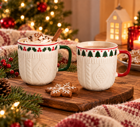 Casă & Decorațiuni - Cană “Winter Knit” din porțelan, 345 ml