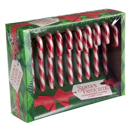 Dulciuri & Gourmet - Cutie cu Acadele de Crăciun – acadele în formă de bastonașe cu aromă de căpșuni, 120g