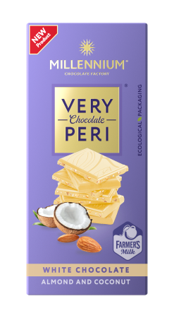 Ciocolată - Ciocolată cu lapte Very Peri cu fulgi de cocos, 31% cacao, Millennium, 85g