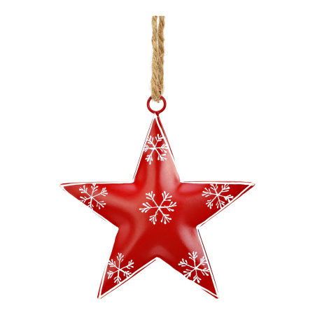 Casă & Decorațiuni - Decorațiune de agățat de Crăciun  «Scarlet Star», din metal, 11 cm
