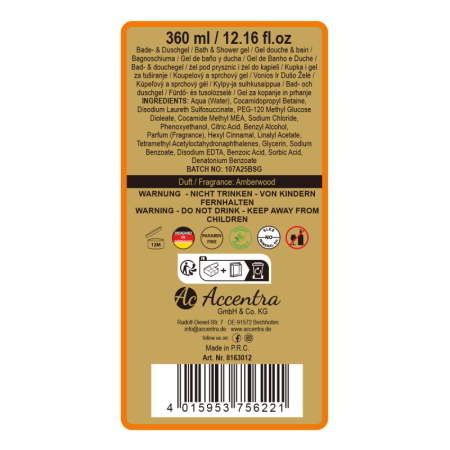 Gel de duș pentru bărbați Accentra Men's Collection, 360 ml – Amberwood, în cutie cadou tip sticlă de bere [4]