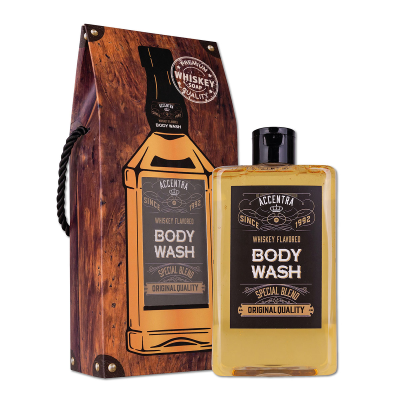 Cadouri pentru EL - Gel de duș pentru bărbați Accentra Whiskey – 400 ml, în cutie cadou stil whisky