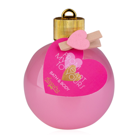 Sare si confetti de baie - Gel de duș și baie Accentra From My Heart to Yours – Glob roz festiv, Candy Rose, 240 ml