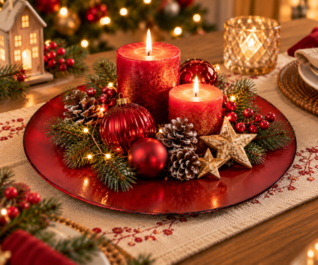 Casă & Decorațiuni - Platou decorativ de Crăciun «Christmas Red», 33 cm