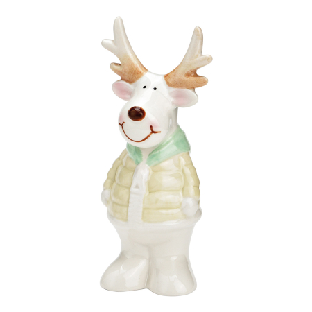 Casă & Decorațiuni - Ren de Crăciun „Forest Gentleman”, decorațiune din ceramică, 13 cm