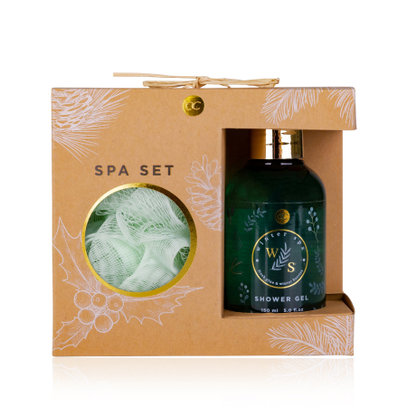 Set de baie in cutie cadou WINTER SPA cu gel si plasa de dus, Accentra