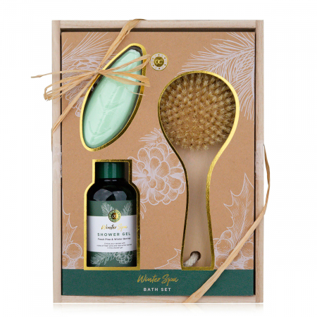 Cosmetice pentru dus si baie - Set cadou pentru baie in cutie de lemn Winter SPA, Accentra