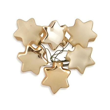 CRACIUN - Set 6 steluțe decorative «Champagne Sparkle», din sticlă cu fire aurii