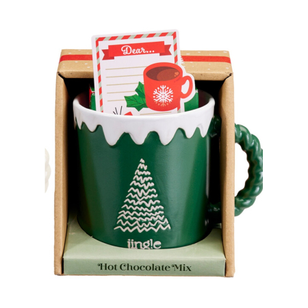Produse Gourmet - Set cadou «Joyful Snow Mug» – cană de Crăciun cu ciocolată caldă cu aromă de vanilie, 20 g, 3 modele asortate
